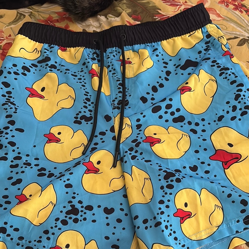 Neff Blue and Yellow Pajama Shorts with Playful Duck Print